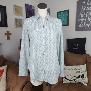 Ann Taylor Teardrop Shaped Print Popover Blouse Size M